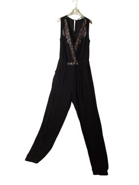 Twelfth Street Cynthia Black Detailed In V Neck Line Jumpsuit Size M
